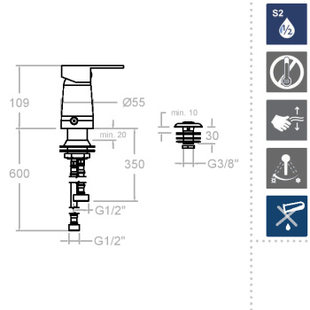Смеситель для биде Ramonsoler Alexia встраиваемый SA362302