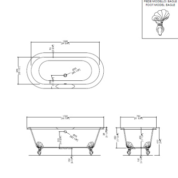 Чугунная ванна Devon&Devon Draycott 170x79 2MRDRAYCRDD