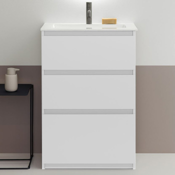 Burgbad Lin20 Комплект мебели 620х365хx902см., напольный, 3 ящика, с 1 отв., раковина белая с сифоно
