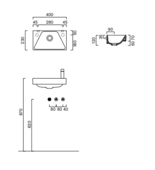 Раковина 40×23 Catalano Comfort Bianco lucido 0920410001