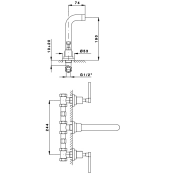 Встраиваемая часть Nicolazzi  для смесителя со стены (C2207) C2177DXSX
