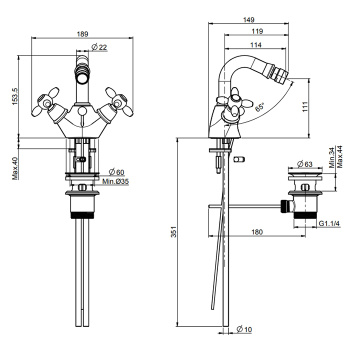 Смеситель для биде Fima Carlo Frattini Olivia на 1 отверстие, с донным клапаном, золото F5022OR