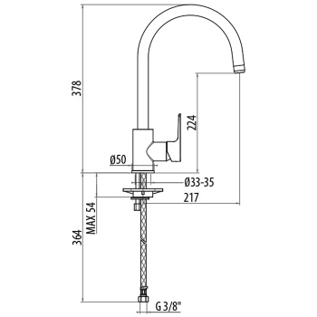 Смеситель для раковины высокий Gattoni H2omix3000 Cucina 378 3066/30C0cr хром