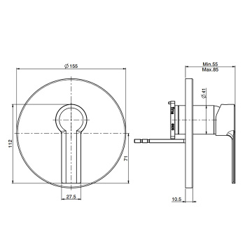 Смеситель для душа Fima Carlo Frattini Bathroom Mast встраиваемый,на 1 отверстие, без внутр. части, хром F3139X1CR