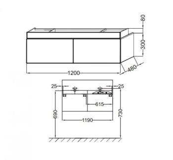 Тумба под раковину 120 см Jacob Delafon Terrace EB1188-442 серый антрацит лак