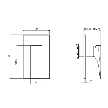 Смеситель для душа Fima Carlo Frattini Bathroom Zeta однорычажный, встраиваемый,на 1 отверстие, без внутр. части, хром F3969X1CR