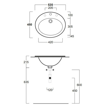 Раковина встраиваемая Simas Top E Lavabi D'arredo S52bi*1 белый
