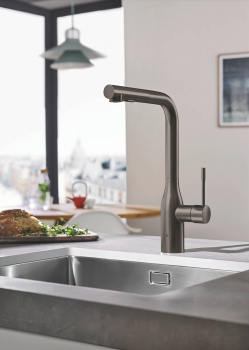 Смеситель для кухни GROHE Essence New, L-излив, тёмный графит матовый 30270AL0