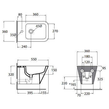 Биде подвесное Azzurra Build 55х36х32 . с 1 отв. под смеситель, белый BUBKS000000MBI*1
