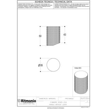 Ручка для смесителя Ritmonio Diametro35 Impronte хром PR51MA002CRL