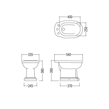 Биде напольное Devon&Devon New Etoile 33,5x54xh39 с 1 отв. под смеситель белый IBBID1FNET