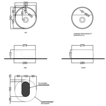 Раковина накладная Cielo Les Petites LPLATSF AL 28 см зеленый