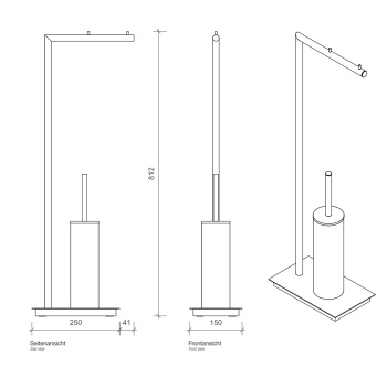 Decor Walther Straight 6 Напольная стойка 80см с ершиком и бумагодержателем, цвет: никель сатинированный 505734