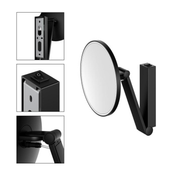 Косметическое зеркало Keuco Ilook_move 21 17612379004 с подсветкой, увеличение х5, черный матовый