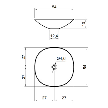 Раковина Antonio Lupi Velo 54х54, без отв., белый А0002423932