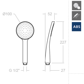 Душевая лейка Ramonsoler 100 мм 1 режим abs 3520T1