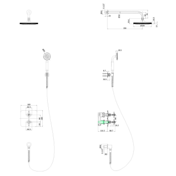 Душевой комплект Burlington Guild GUSHOWERPACKSQ3G золото