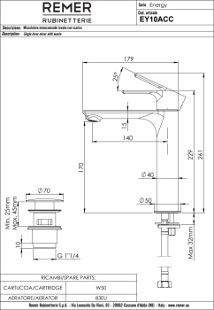 Смеситель для раковины Remer Energy EY10ACCNO черный