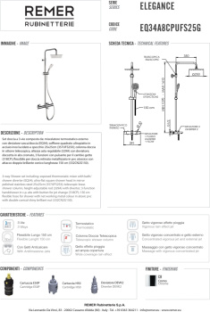 Душевая система Remer Elegance с изливом с термостатом хром (CR) EQ34A8CPUFS25G