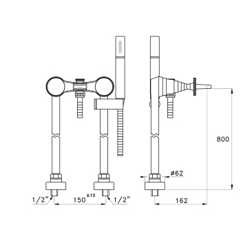 Напольный смеситель для ванны Stella Titian 3267CL304 с ручным душем, BRONZO TT 02010 BZ00