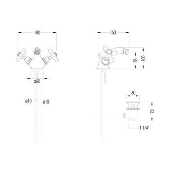 Смеситель для биде Devon&Devon City на 1 отв. с донным клапаном светлое золото UTCI120