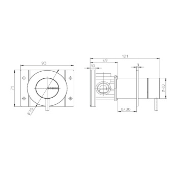 Наружная часть Bossini Nobu монорычажного встраиваемого настенного смесителя. Mat brushed S.S.