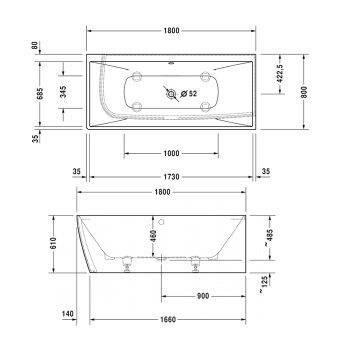 Ванна из искусственного камня Duravit DuraSquare 180x80 700428000000000