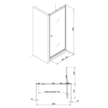 Боковая стенка для душевого ограждения Burlington Britton CASPSC0900