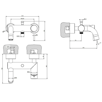 Смеситель для ванны Gessi Emporio Via tortona 18613.299 Matte Black