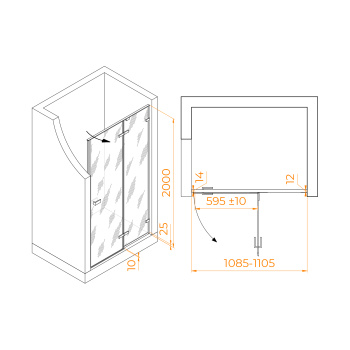 Душевая дверь RGW Stilvoll SV-004 распашная 110 см 353200411-11
