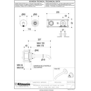 Смеситель для раковины Ritmonio Diametro35 Impronte PR51AZ202CRL хром