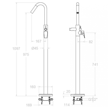 Смеситель для ванны Ramonsoler Urban Chic напольный черный 218503SNM