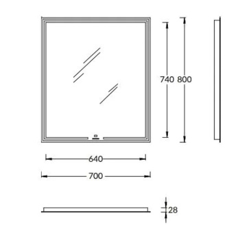 Зеркало MIO прямоугольное с диером Kerama Marazzi 70 белое MIO.mi.70\WHT