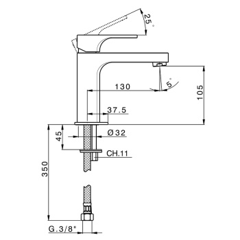 Смеситель для раковины Cisal Cubic CU00050021 хром