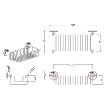 Прямоугольная полка- решетка глубокая BURLINGTON A23 GOL золото
