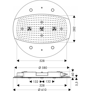 Верхний душ hansgrohe Rainmaker Air 3jet 600 26117000 с подсветкой, хром