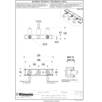 Внутренняя часть универсальная Ritmonio Built-in kit на 3 отверстия PM0000H