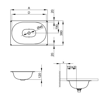 Раковина встраиваемая снизу Bette Comodo A217-000 PW