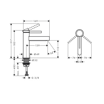 Смеситель для раковины Hansgrohe Finoris 76023670 черный