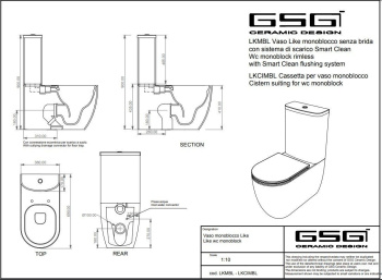 Бачок для напольного унитаза с механизмом смыва GSG Ceramic Design Like LKCIMBL000 + ACS82 белый глянцевый безободковый