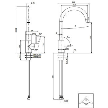Смеситель для кухни Fima Carlo Frattini Kitchen на 1 отверстие, нержавеющая сталь F7057/BINOX
