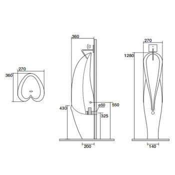 Писсуар наполный Kerasan Artwork GROOVE, с креплением и сифоном, белый 473001
