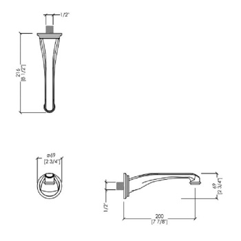 Выпуск одиночный настенный Devon&Devon Tribeca 216 никель блестящий MNHTB411NK