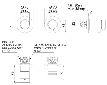 Смеситель для душа Daniel Tokyo TXT625DP золото брашированное
