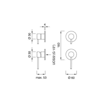 Cмеситель для душа CEA Design Gastone GAS 10 W L сталь