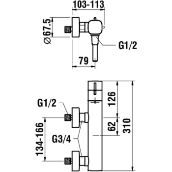Смеситель для душа Laufen Cityplus 3.3375.7.004.136.1 с термостатом Хром