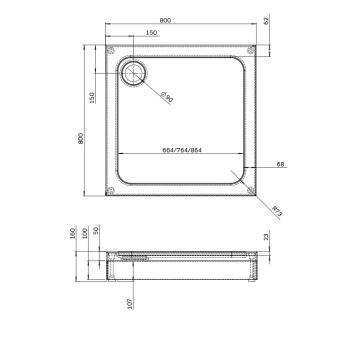 Поддон душевой AM.PM Gem 80х80 W90T-403-080W