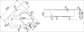 Акриловая ванна Jacob Delafon Bain-Douche 135x135 E6219-00