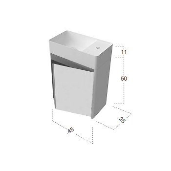 Комплект мебели Antonio Lupi Simplo 45х25хh50, с раковиной, с 1 дверцей DX, белый goffrato А0002426196
