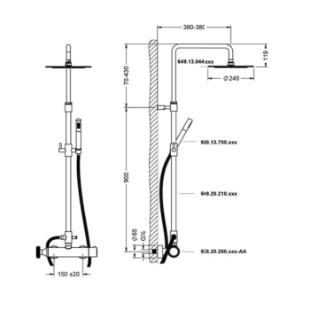 Смеситель для душа Jorger Valencia 638.20.260.041-00 матовая латунь/металл